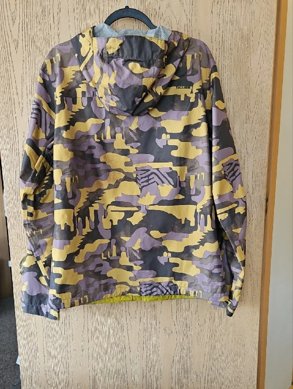 The North Face Yellow & Green, Brown Camo Hooded Windbreaker